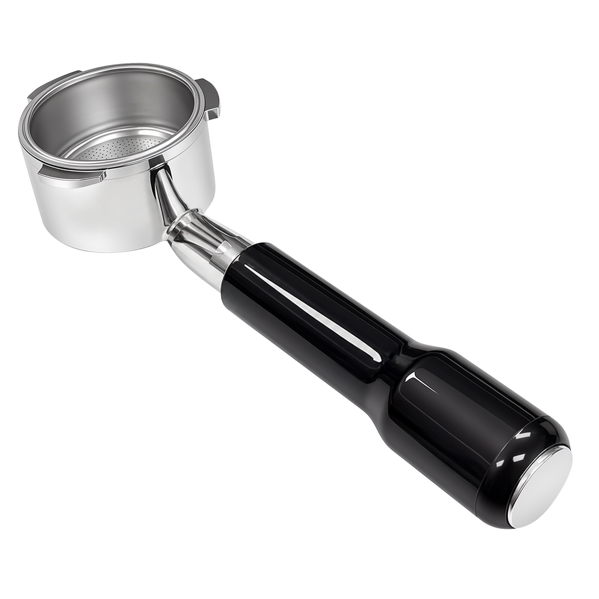 51mm Bottomless Portafilter with Black ABS Handle – 3-Ear Design for CASABREWS Espresso Machines, White Background Product Shot