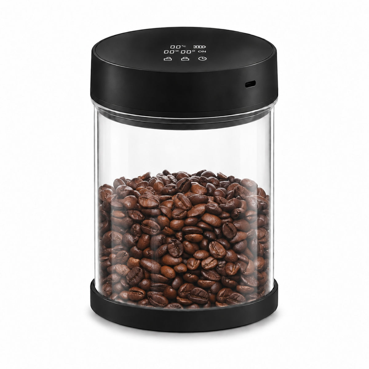 VABICA Vacuum Coffee Canister 0.95L – Auto Seal with LED Display, Front View