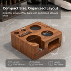 VABICA Walnut Espresso Tamping Station | 51-58mm Tool Organizer for Home Baristas