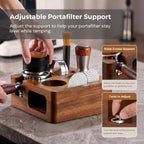 VABICA Walnut Espresso Tamping Station | 51-58mm Tool Organizer for Home Baristas