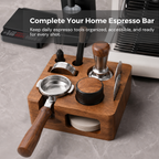 VABICA Walnut Espresso Tamping Station | 51-58mm Tool Organizer for Home Baristas