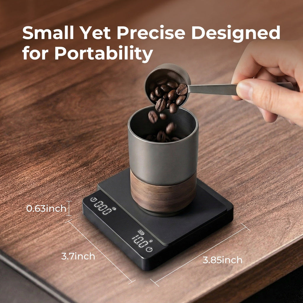 VABICA espresso scale helping home baristas track coffee weight and brew time